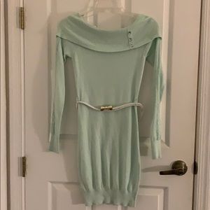 Candie’s Sweater Dress with White Bow Belt